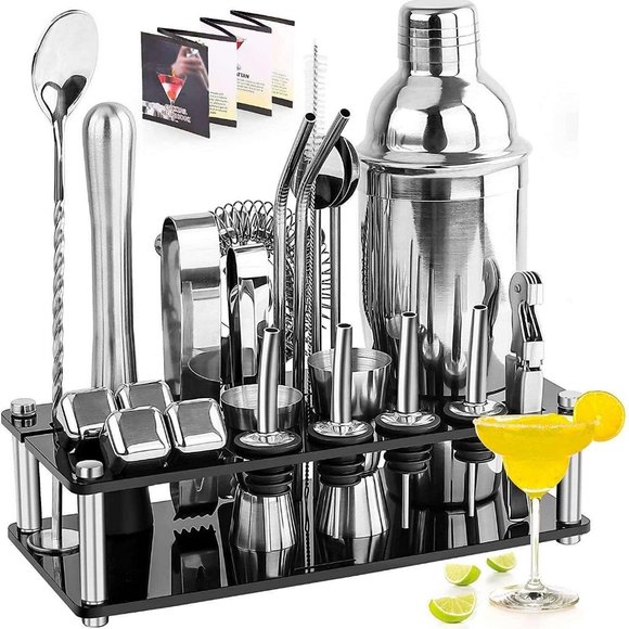 Perfect Party boy Gift 23-Piece Stainless Steel Bartender Kit with Acrylic Stand - Picture 5 of 9